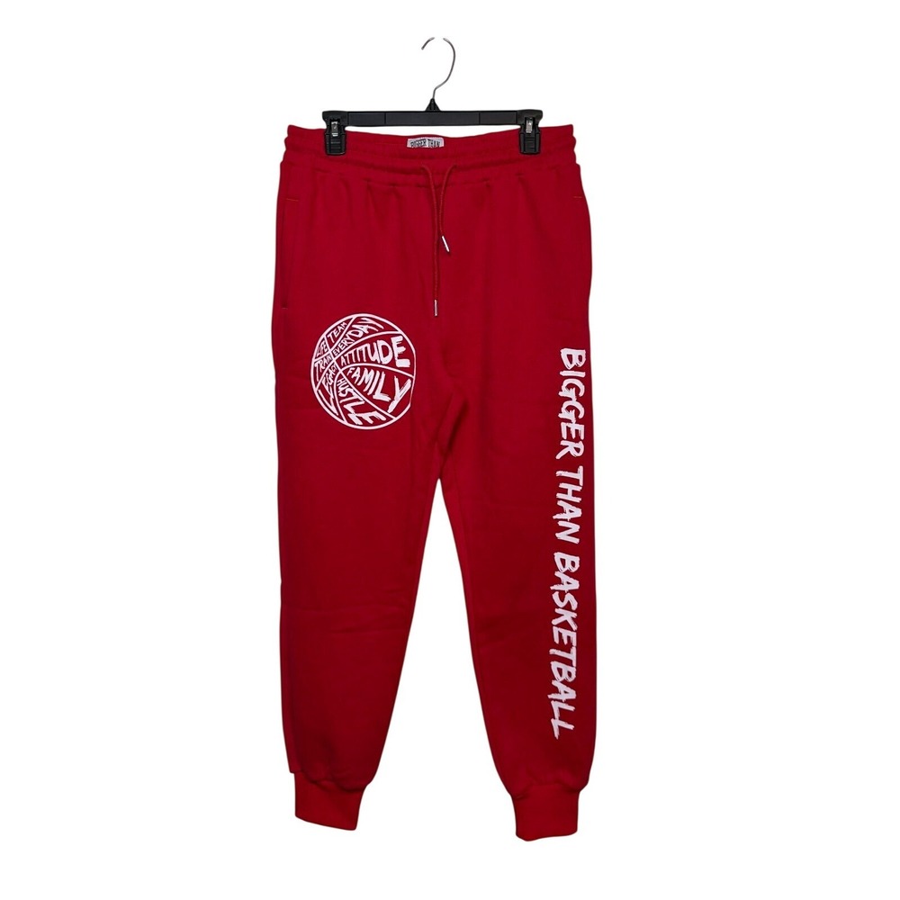 Bigger Than Basketball Sweatpants Mens Small Red Graphic Fleece Joggers